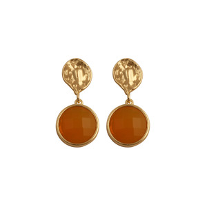 Yellow Chalcedony Round Drop <b>Earrings</b> Handmade Women's Jewelry - Product Image 1