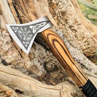 Hache Viking de qualité industrielle traditionnelle, lame en acier carbone de haute qualité (4 3/4 de pouce de tranchant), manche en bois artisanal, survie