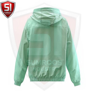 Sumroos Unisex <b>Light</b> Green Hooded Windbreaker <b>Jacket</b> Half Zip Front Pocket Quick Dry Polyester Casual Summer Wear - Product Image 4