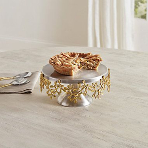 Plateau de service à dessert en métal de haute qualité, décoratif, plaqué argent, avec accents de branches dorées, pour événements, meilleur prix - Product Image 4