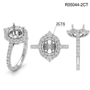 Expédition directe en gros Hong Kong personnalisé 2CT Centre 14k solide or blanc véritable SI diamant Fine Jewelry bagues de fiançailles pour les femmes - Product Image 6