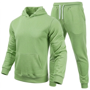 Bulk Custom Logo <b>Men</b> Heavyweight 350GSM Fleece Tracksuit Plain Blank Two Piece Pullover Hoodie Sweatpants Set <b>Sweat</b> <b>Suits</b> - Product Image 1