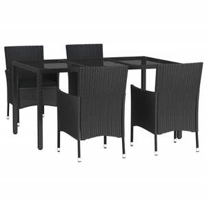 <b>Black</b> Rattan Outdoor Dining Set 4 Seater Weather Resistant Patio Garden Furniture Contemporary Design Metal <b>Frame</b> - Product Image 5