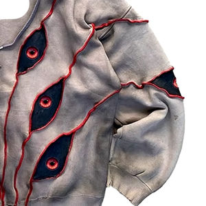 Sudadera con Capucha Extra Grande para Hombre, Lavada con Ácido |   Parche Bordado para Ojos |   Alta Calidad, Personalizado, OEM, Venta al Por Mayor - Product Image 5