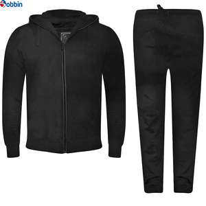 Top Trend Men Clothe Outfit Men's Blue Hooded Tracksuit <b>Set</b> Full Zipper Casual Sweatshirt and Pants Solid Color Breathable - Product Image 2