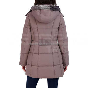 Chaqueta acolchada con forro de lana de invierno al por mayor, abrigo cálido con capucha, bolsillos de nailon, cremallera completa, relleno de algodón transpirable, tejido de lino - Product Image 6