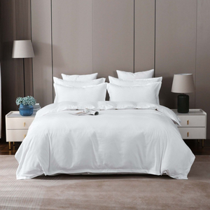 Ensemble de housse de couette de luxe en microfibre tissée blanche solide 4 pièces 300TC écologique pour hôtel et usage domestique (personnalisable) - Product Image 5