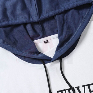 Conjunto Deportivo Unisex con Capucha, Azul y Blanco, Estampado Casual, Corte Holgado, Manga Larga, Pantalones con Cordón, Transpirable, Poliéster, Otoño - Product Image 3