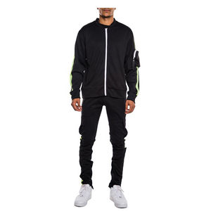 Survêtement coupe-vent zippé pour homme de haute qualité, décontracté, en nylon réfléchissant, avec veste et pantalon de survêtement imprimés, grandes tailles, vente en gros - Product Image 3