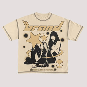 Camiseta de Marca Streetwear de Manga Corta con Cuello Redondo, Diseño Estampado con Patrón, Corte Regular, Top de Jersey de Algodón para Hombre - Product Image 3