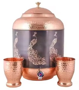 Dispensador de Agua de Cobre Puro con Acabado Martillado, Recipiente de Almacenamiento, Jarra Matka, Contenedor con Grifo Metálico - Product Image 5