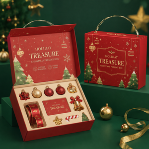 Boîte cadeau magnétique en carton rigide écologique haut de gamme personnalisée avec poignée, impression couleur intégrale, doublure en éponge dorée, OEM - Product Image 3