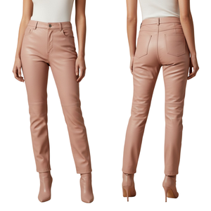 Leather <b>Pants</b> Women High Street Winter Canvas Windproof Breathable Eco-Friendly Elegant Mid Skinny Washed - Product Image 5