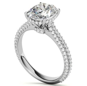 Anillo de Compromiso con Moissanita de Corte Brillante y Engaste de Puntas, Plata de Ley 925 Bañada en Oro Blanco, Certificado, para Promesa Nupcial y Boda - Product Image 2