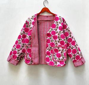 Block Printed Cotton Quilted Reversible Eco-Friendly Bomber <b>Jacket</b> Handmade Boho Coat - Product Image 6