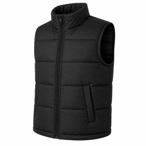 Wholesale Men Sleeveless Jacket Stand Up Collar Padded <b>Puffer</b> Bodywarmer Side Pockets Solid Color Custom Men <b>Puffer</b> <b>Vest</b> - Product Image 5