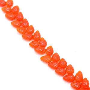 Perles de pierre précieuse en cornaline naturelle de forme feuille, sculptées à la main, pour la fabrication de bijoux, 10-11MM - Product Image 3