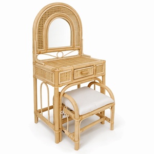 Brown rattan <b>vanity</b> table handcrafted furniture for baby girl room crafted dressing make up tables - Product Image 1