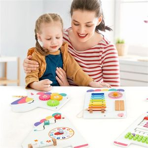 Panneaux d'activités murales 11-en-1 pour enfants, en bois blanc, avec animaux et dinosaures, jouet sensoriel - Product Image 6