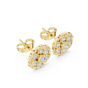 Pendientes de Diamantes Cultivados en Laboratorio con Corte Redondo, Oro Sólido de 14K/18K, Diseño de Flor con Siete Piedras, 0.45CT DEF VVS, Regalo de Aniversario, Venta al Por Mayor - Product Image 3