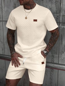 Nouvel ensemble survêtement décontracté pour homme, t-shirt à capuche oversize et short, en coton 100% uni, séchage rapide, tricoté, style urbain - Product Image 6