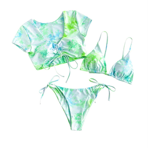 Conjunto de Bikini de 2 Piezas con Lentejuelas para Mujer, Estilo Halter con Cuello Cruzado y Estampado Moderno, Cómodo y Elegante - Product Image 3