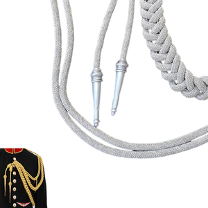 Silver Dress Aiguillette Silver Bullion wire aiguillettes Hand knitted Aiguillettes <b>Braided</b> Metallic <b>Cord</b> - Product Image 3