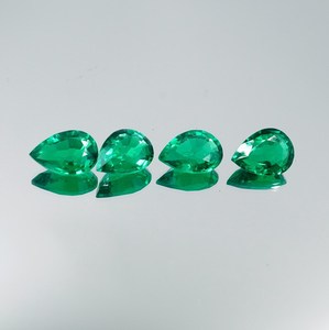 Piedra Preciosa de Esmeralda Cultivada en Laboratorio, Corte Pera Verde Facetado, 3.70ct (4 Piezas) HAYAAT GEMS 8x6mm para Joyería - Product Image 2