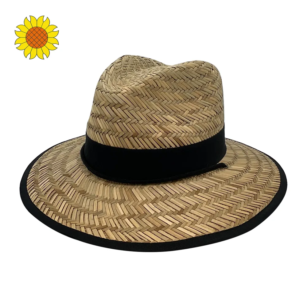 100% Rush Straw Unisex Hand Weave Beach Hats UPF Summer Fedora Panama Cowboy Sun Hat