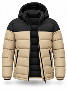 Men's Hooded Puffer <b>Jacket</b> Winter Waterproof Quick Dry Windproof <b>Casual</b> Zipper Polyester Wadding Color Blocking Regular Length - Product Image 4