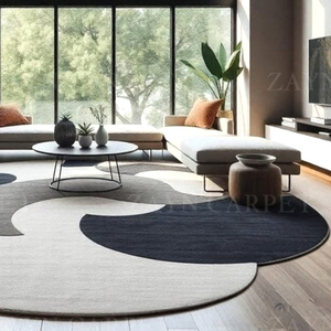Hand Tufted Black and White Abstract Round Wool <b>Rug</b>, Modern Geometric Area Carpet for <b>Living</b> <b>Room</b> Bedroom Home Decor Wholesale - Product Image 3