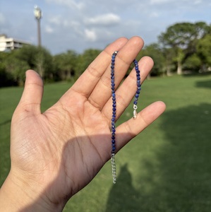 Premium Lapis Lazuli Micro Faceted <b>Beaded</b> <b>Bracelet</b> 925 Sterling Silver Adjustable Blue Gemstone <b>Bracelet</b> Factory Wholesale - Product Image 6