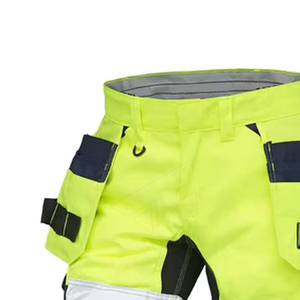 Hot Selling Hi Vis Reflective <b>Work</b> Shorts Men Solid Pattern Safety Cargo Canvas <b>Waterproof</b> Breathable Knitted Weaving Plain Dyed - Product Image 6