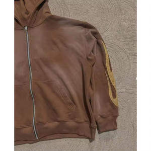 Ensemble de survêtement délavé à fermeture éclair intégrale pour hommes, haute qualité, avec sweat à capuche et pantalon de jogging, logo personnalisé, coupe oversize, effet délavé à l'acide - Product Image 4