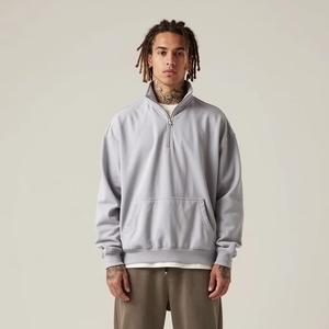 Sweat-shirt sportif demi-zippé à col montant de qualité supérieure pour hommes, coupe ample à épaules tombantes, vente en gros - Product Image 3