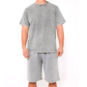 Ensemble décontracté deux pièces pour homme : T-shirt en coton délavé oversize et short – Vente en gros, personnalisable avec logo, idéal pour l'été - Product Image 2