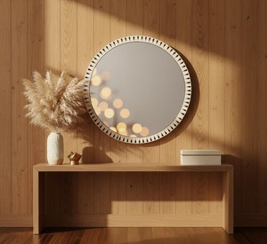 Espejo de Pared con Incrustaciones de Hueso Blanco y Negro, Decoración Elegante para el Hogar - Product Image 2
