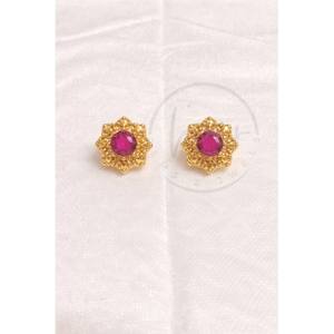 Pendientes de Lujo con Baño de Oro de 18K, Cuarzo Rubí, Diseño Floral, Texturizados, para Mujer, Joyería con Piedras Preciosas Naturales, Regalo - Product Image 3