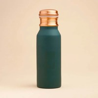 Bouteille d'eau en cuivre avec motif hexagonal turquoise, design bohème, écologique, pour usage domestique