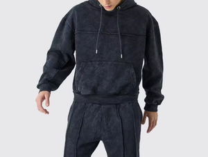 ชุดวอร์มมีฮู้ดสไตล์วินเทจสำหรับผู้ชาย – เสื้อสเวตเชิ้ตโอเวอร์ไซส์และกางเกงจ็อกเกอร์ ชุดสตรีทแวร์ 2 ชิ้น - Product Image 4