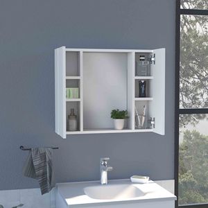 Armadietto a Specchio Artemisa a Doppia Anta Bianco con Un Ripiano Esterno per Bagno - Product Image 4