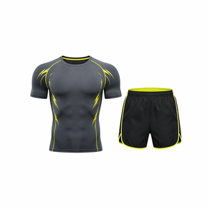 Ensemble de t-shirt et short de sport pour homme JACK KESTAR SPORTS WEAR, été, athlétique, polyester/coton, séchage rapide, léger, pour la remise en forme et la salle de sport - Product Image 1