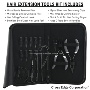 Meilleure trousse à outils pour extensions de cheveux en microbilles personnalisée Pince à sertir Clips de sectionnement Aiguille de couture incurvée pour extension Bond - Product Image 2
