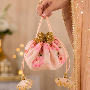 Bolso étnico Potli para mujer con bordado floral, monedero con cordón para novias, bolso de diseñador para fiestas de boda, para mujeres y niñas - Product Image 4