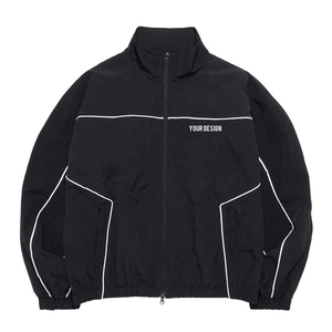 Veste coupe-vent noire pour homme, col montant, fermeture éclair, style sportif, respirante, coupe ample, pour l'automne, Zipro Industries Custom - Product Image 1