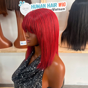 Peluca de Lujo Vietnamita 100% sin Pegamento con Flequillo, Cierre 5x5, 10 Pulgadas, Cabello Humano Virgen Doble Trama Liso para Mujeres Negras - Product Image 4