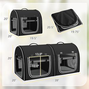 Mochila transportadora de mascotas de lona suave con divisor y bolsa de almacenamiento - Negra - Product Image 3