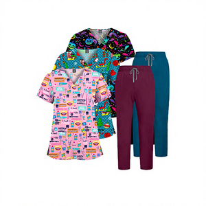 Hot Selling New Printed <b>Hand</b> Washing Clothes Solid Color Pants Set - Casual Nurse Doctor Medical <b>Scrubs</b> Sets for Hospital and De - Product Image 2