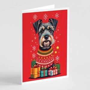 ไพ่ Schnauzer แปลกๆวันหยุดคริสต์มาสการ์ดอวยพรขนาด8 A7ขนาด5x7การ์ดเปล่าพร้อมซองจดหมาย - Product Image 1