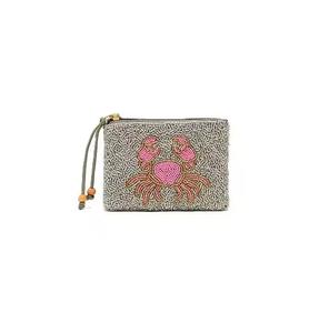 Butterfly Fully Hand Beaded Vintage Style <b>Girls</b> Key Pattern Cotton Rattan Coin <b>Purse</b> Soft Large Travel Jewelry Storage Bag - Product Image 6